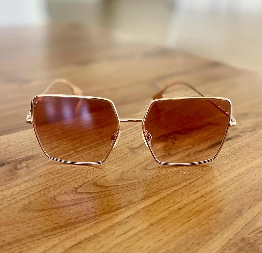 Burberry Oversized Daphne Square Rose Gold Metal Sunglasses Pink Gradient